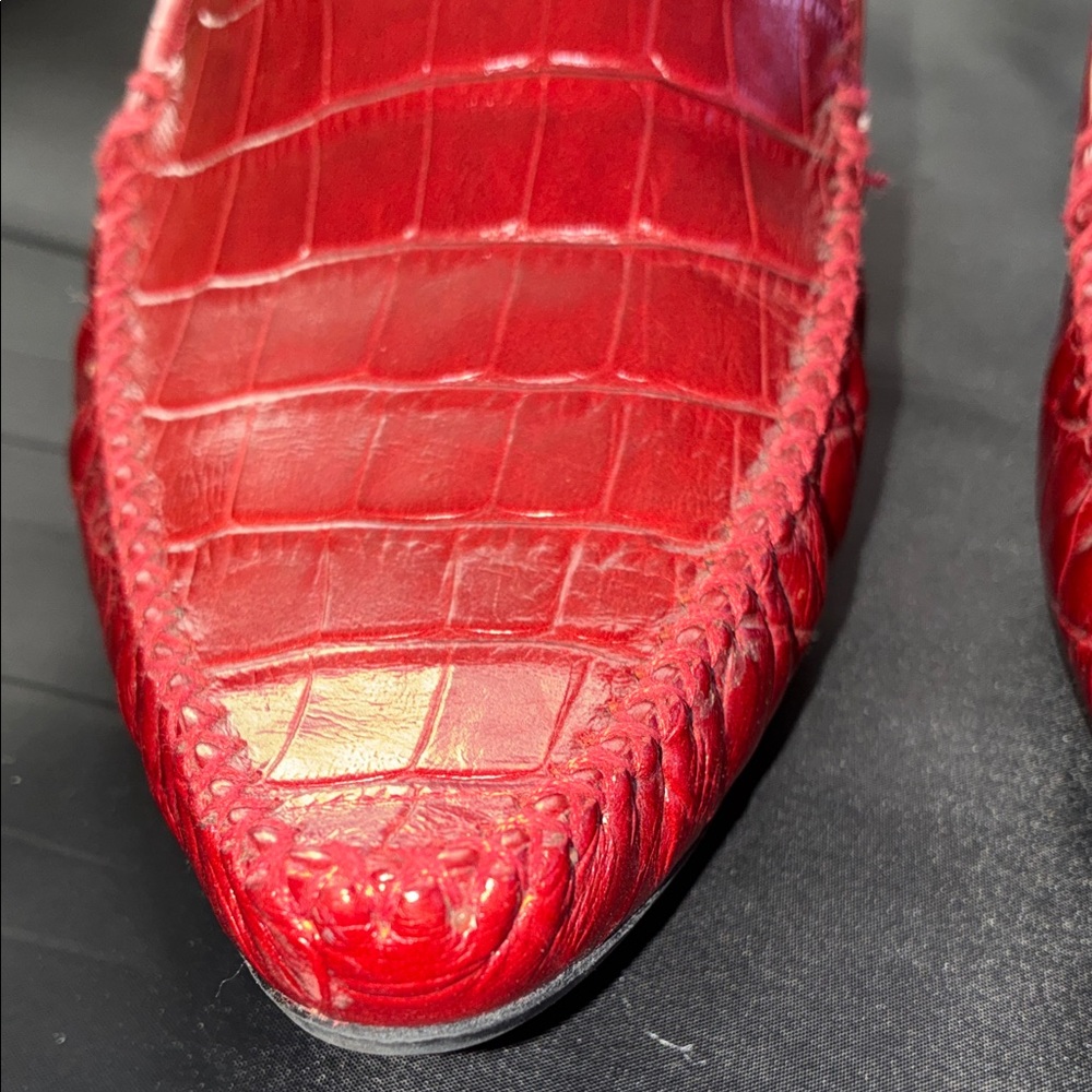 Nicole Women's Vibrant Red Croc-Embossed Flats - Picture 8 of 10